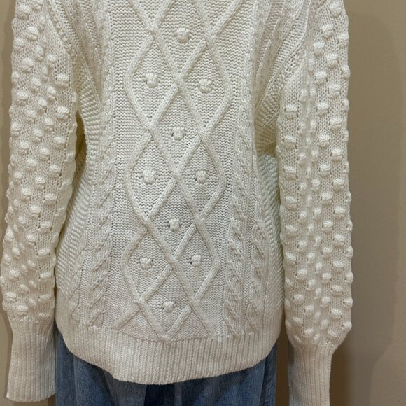 EVEREVE NWOT Womens Cozy Cable Knit Sweater Patterned Sleeve Crew Neck Size M - Picture 8 of 14